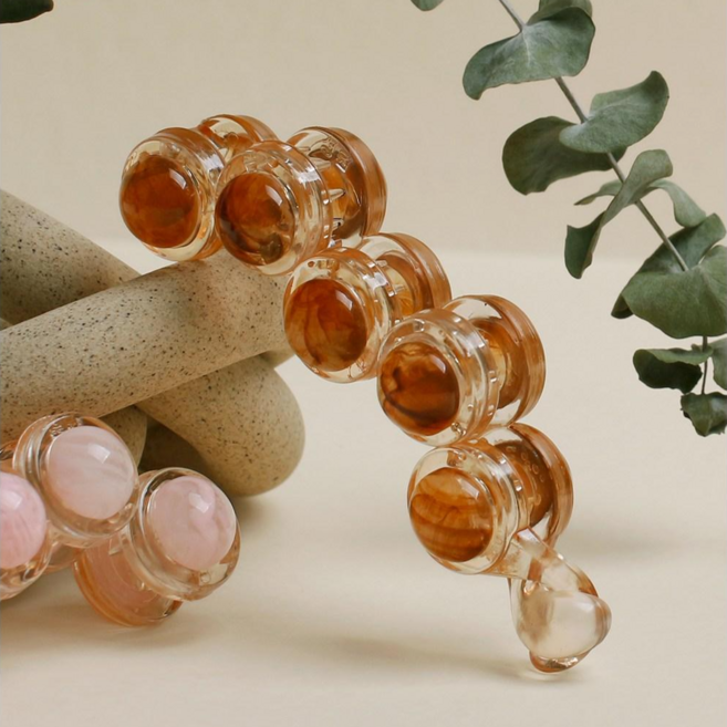 [초콜리트쥬얼리] 로딩 마블 볼 포니테일 헤어 집게 바나나핀 4컬러