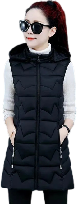 Myshe 여성용 빅사이즈 편안한 조끼 경량 롱 패딩 조끼 ru121GZ9