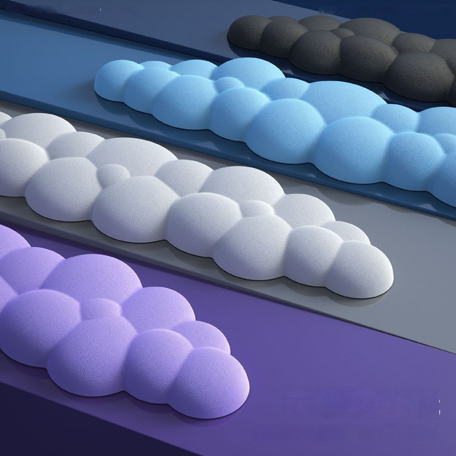 우수마켓 메모리폼 구름 손목 받침대 키보드 마우스 팜레스트 세트, 1세트, 오렌지