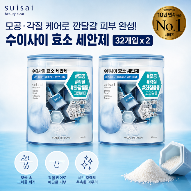 굿픽샵 코스트코 수이사이 효소 세안제 모공 각질 클렌징 파우더 일본효소세안제+고급 사탕 증정, 25.6g, 2세트