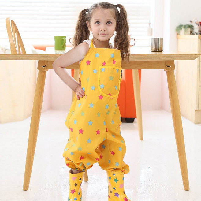 엘리몽 멜빵형 놀이복 아기 미술가운, 해피스타 옐로우