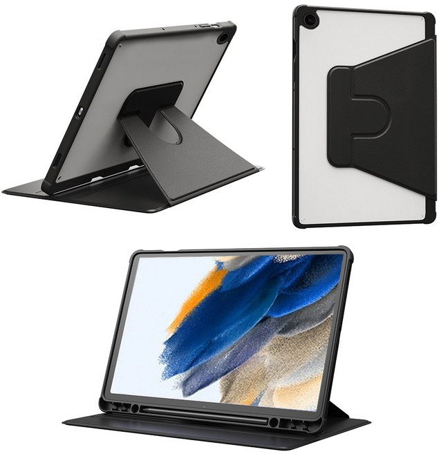 Mededo 삼성 태블릿 전 기종 360도 회전 아크릴 가죽 케이스, 1개, 블랙 회전식