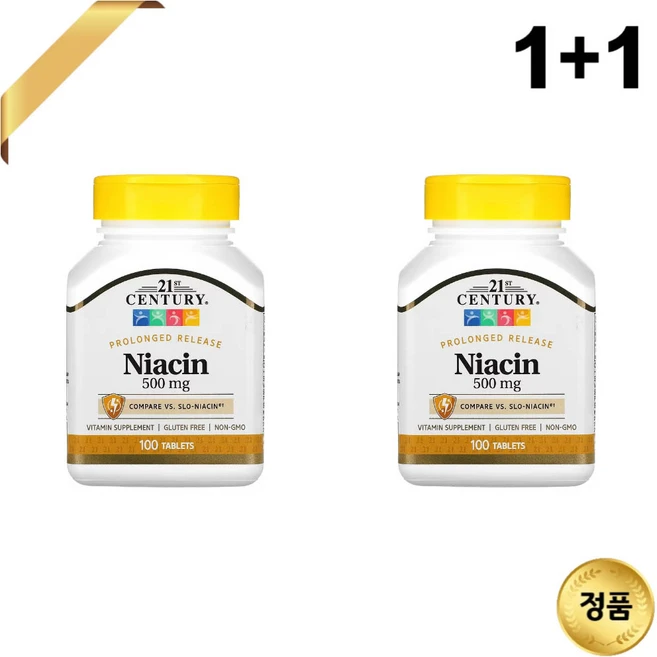 21st 센추리 나이아신 500mg 100정 2팩 21st Century Niacin 500 mg Prolonged Release 100 Tablets 2 Pack, 2개 - 쿠팡