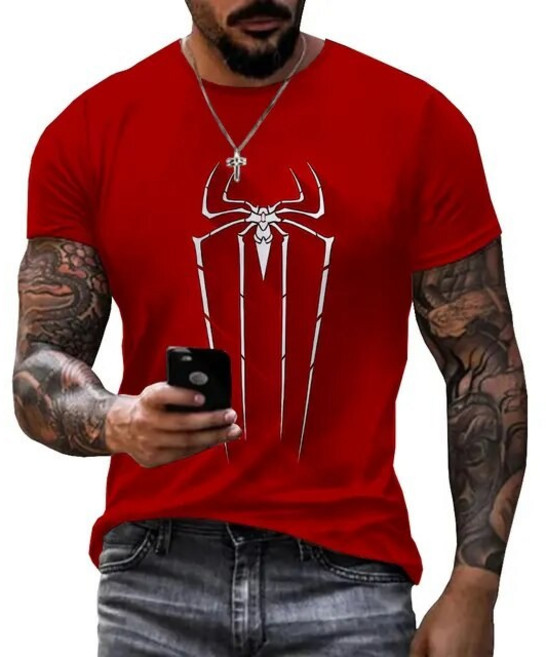 3D 티셔츠 남성 패션 스파이더 로고 그래픽 캐주얼 개성 프린트 여름 야외 스포츠 반팔 상의