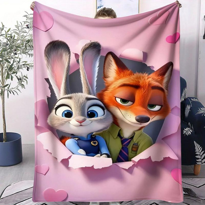 귀여운 애니메이션 프린트 양털 담요 여행용 캠핑 홈용