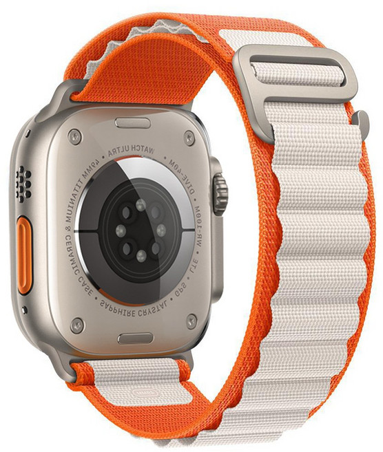 Fegwilde 애플워치 울트라 1/2/3 호환 스트랩 나일론 스포츠 알파인 루프 11 10 9 8 7 3 SE 1/2/3 38/40/41/42/44/45/46/49mm 밴드, 오렌지스타라이트