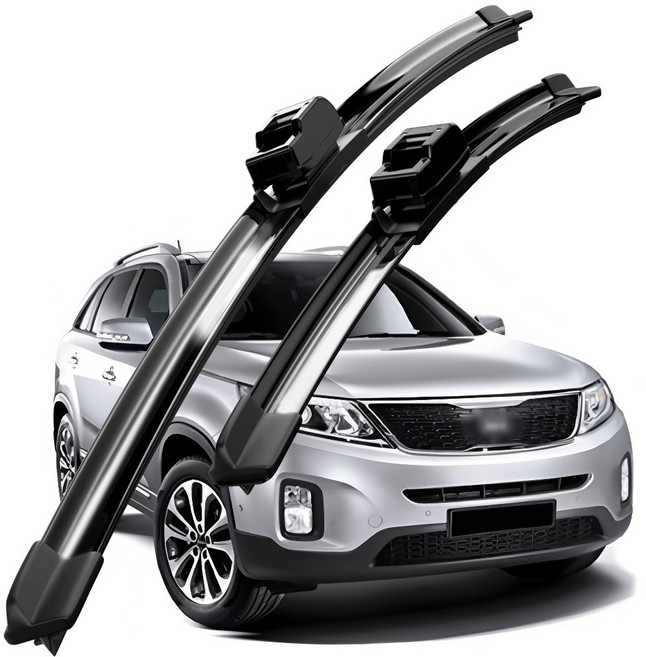 호환 기아 쏘렌토/쏘렌토 R(XM)/올 뉴 쏘렌토/더 뉴 쏘렌토(UM)/쏘렌토(MQ4) 2002-2024 와이퍼 초발수 저소음 자국 없음 전면 와이퍼 블레이드 2종 세트, 검은색, 쏘렌토 R(XM) 2009-2014