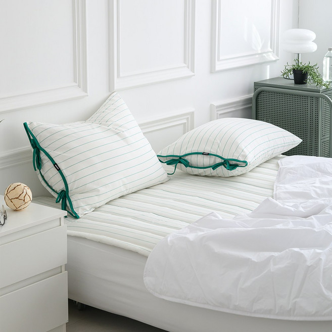 스잠 국내산 순면60수 고정밴드형 침대패드/MS S SS Q사이즈/, 엘프그린