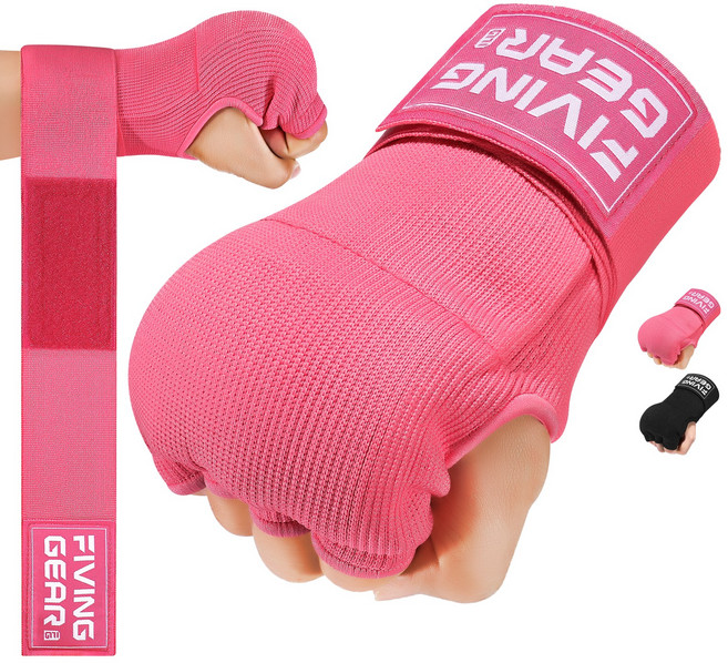 FIVING 권투 장갑 핸드랩 mma 장갑형 이너글러브 착용빠름 너클보호, 1세트, 핑크