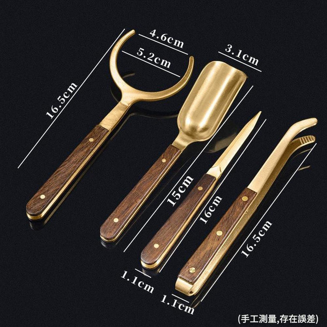 銅木茶刀六君子實木茶具套裝, *銅木結構 - 茶叉 茶勺 茶刀 - 茶夾, 1個
