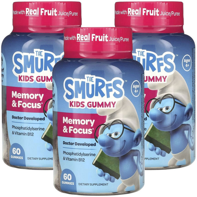 스머프 어린이 메모리 & 포커스 베리 구미, 3개, 60정