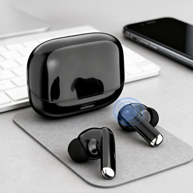 Seefer 무선 블루투스 이어폰 블루투스5.4 커널형 ENC 노이즈캔슬링 고음질 C타입 이어폰 자동페어링 길게듣기 터치컨트롤, 검정색, X502