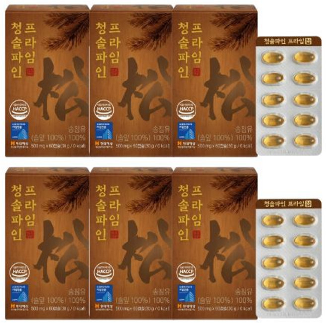솔잎농축 100%식약청인증 송침유 프리미엄 솔잎농축액 솔잎추출 송침유캡슐 소나무잎농축액 오일, 6세트, 60정