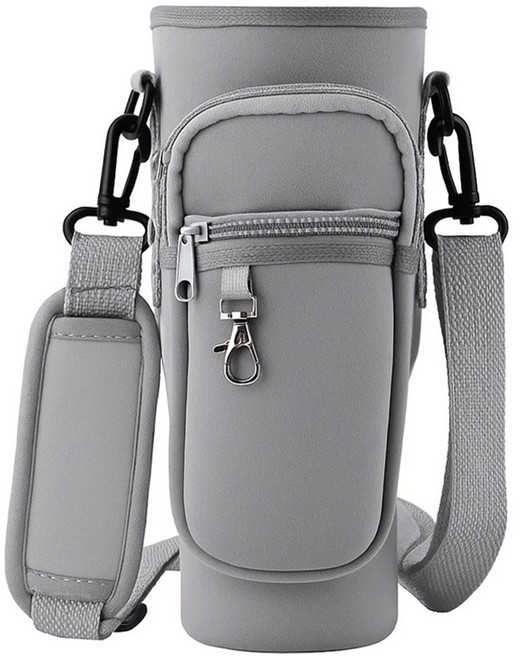 투데이리빙 텀블러 파우치 가방 멀티 포켓 물병 파우치 벨크로 잠금 텀블러백 쿠션 주머니 스트랩 물통 보틀 케이스 1.18L 887ml 호환, 1개, 그레이