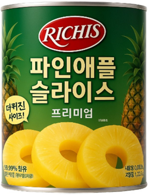 동서 리치스 파인애플 슬라이스 프리미엄 3kg 1박스 6개