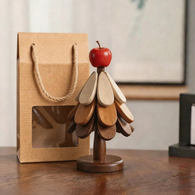 위클리빙 트리 냄비받침대 우드 원목형 집들이선물, 1개, 체리 / 우드트리형