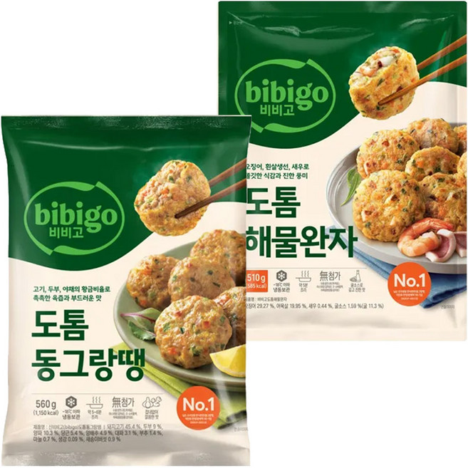 CJ 비비고 도톰동그랑땡 560g + 도톰해물완자 510g, 1세트, 1.07kg