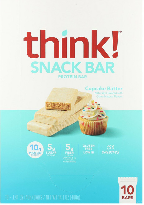 생각 스낵 단백 프로틴 바 컵케이크 반죽 10개 각 1.41온스 40g Think Snack Protein Bar Cupcake Batter 10 Bars 1.41oz Each