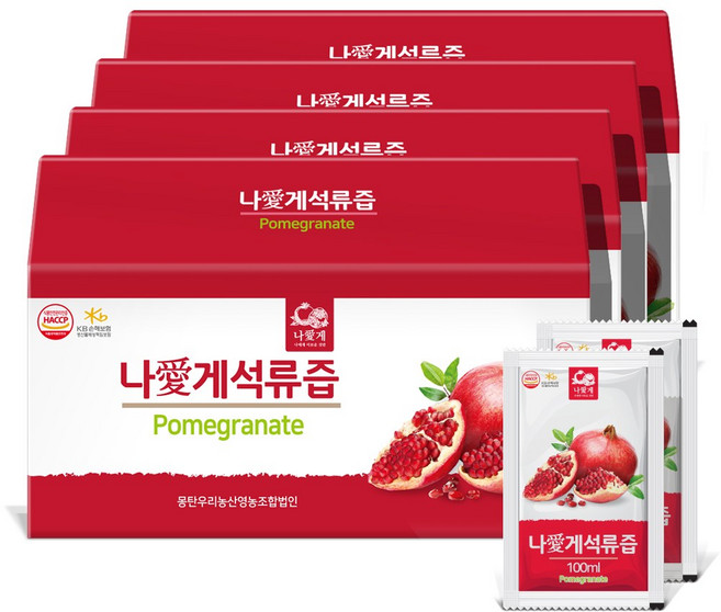 나애게 석류즙 100ml 120팩 유기농 농축액 사용, 120개