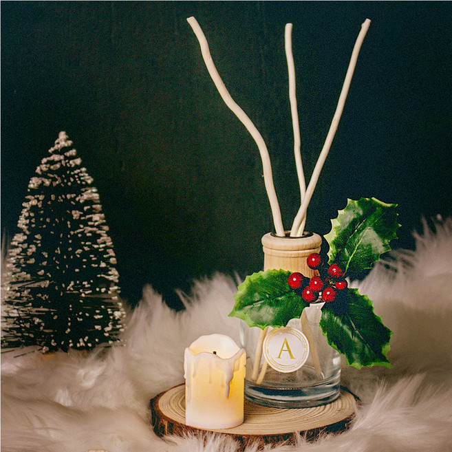 홀리 우드코스터 겨울디퓨저 무드등 패키지, 눈꽃 솔가지, 블랙 체리