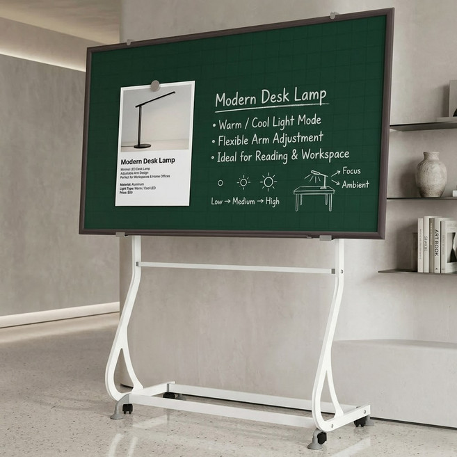 (주)토탈하얀칠판 청자석 분필보드+S라인스탠드세트 (월넛우드), 월넛우드