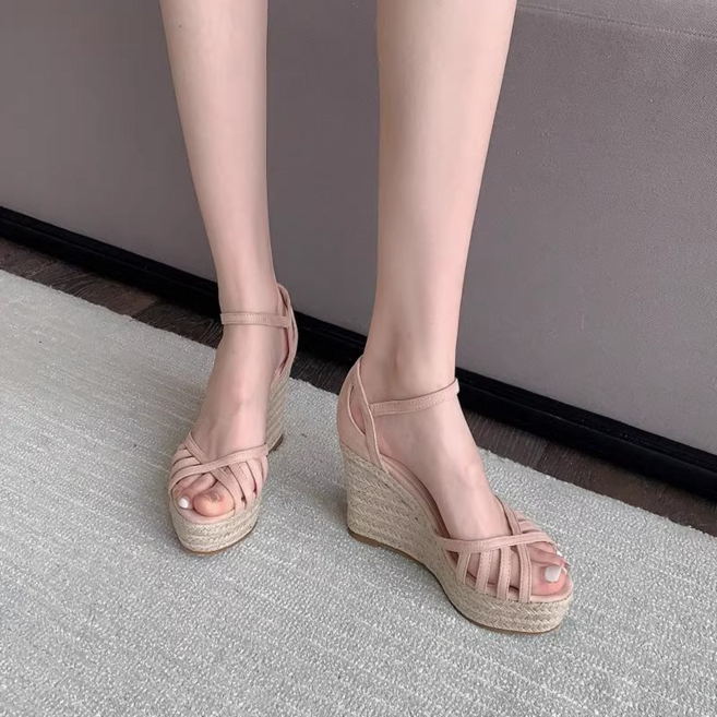 아이위크 여성 웨지힐 샌들 스트랩 통굽 키높이 여름 플렛폼 슬리퍼 8CM