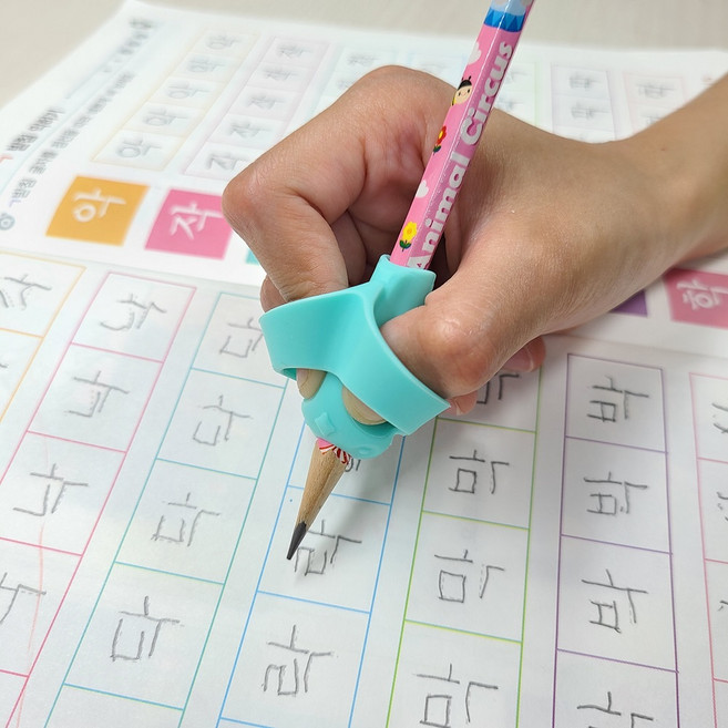 흥부부 연필 교정기 글씨 그립 홀더 잡기 유아 잡이, 1단계 코끼리링 4P (핑크)