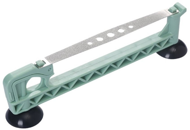 多功能刀具磨刀器，吸盤固定, 綠色, 1個