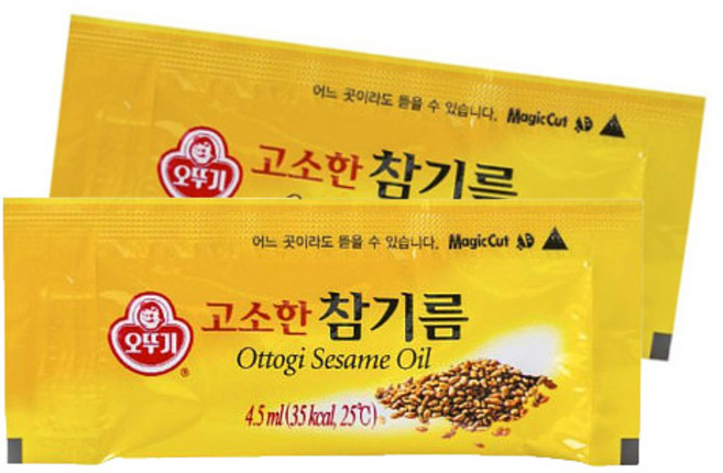 오뚜기 고소한 참기름 4.5ml 10개 휴대용 일회용 배달용 참기름, 20개