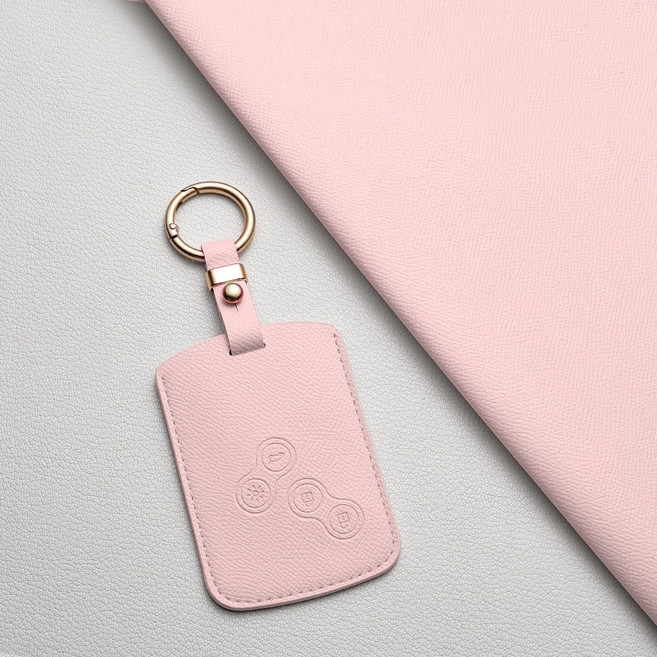 르노삼성 천연 소가죽 스마트키 커버 케이스 C타입 호환 SM3/뉴SM3/SM5/SM7/QM3/QM5/라구나/CLIO 등 차량용 키홀더, 르노 C 타입, 피치핑크