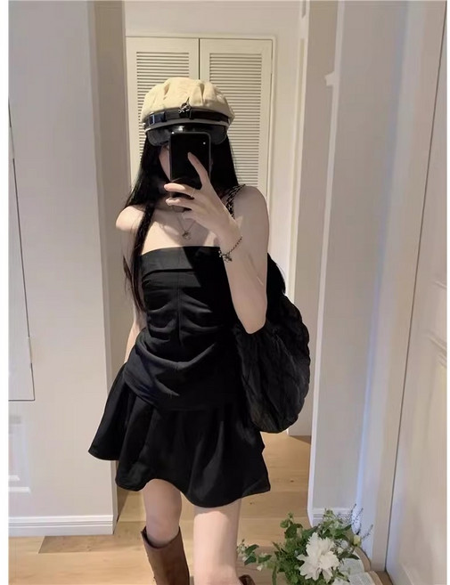 스윗 스파이시 아웃핏 일자 어깨 톱 하이웨스트 스커트 여 여름 2026 패션 슈트