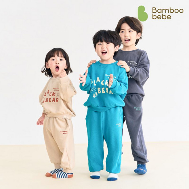 마운틴 블랙베어 맨투맨 셋업(12개월~8세), 차콜 그레이