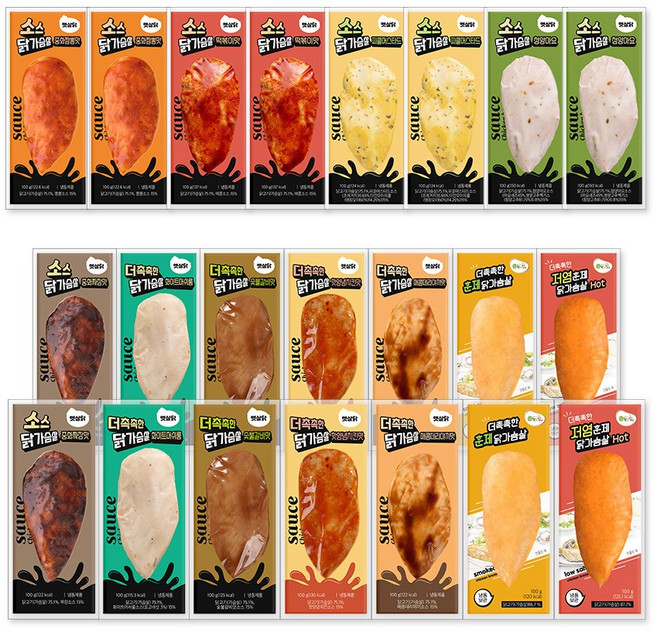 햇살닭 더촉촉한 소스 닭가슴살 100g 11종 22팩 / 소스 / 혼합구성, 22개
