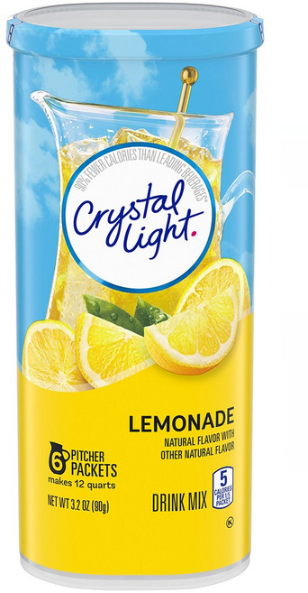 [미국직배송]크리스탈 라이트 레모네이드 드링크 믹스 6pk Crystal Light Natural Lemonade Drink Mix-6pk, 90g