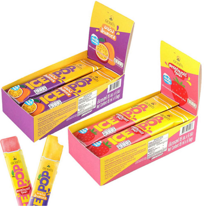 예이니식품 태국 도이캄 아이스팝 주스 망고&패션후르츠85ml 12개+딸기85ml 12개 (총24개) 얼려먹는아이스크림어린이, 85ml, 1세트