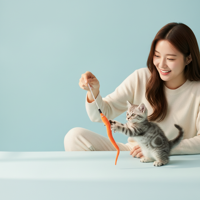 고양이 낚시대 리필 뱀꼬리형 카샤카샤 형광색 장난감 3종 세트, 02스네이크-퍼플, 1개