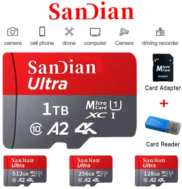 미니 SD 카드 128GB 마이크로 512GB 메모리 1TB 고속 플래시 256GB 스마트 TFSD, 2.256GB