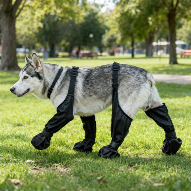 멍담 강아지 안벗겨지는 신발 레깅스 일체형 부츠, 1개, 블랙