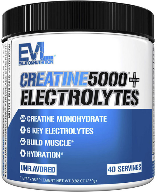 EVLUTIONNUTRITION 크레아틴5000 + 전해질 언플레이버드, 250g, 1개