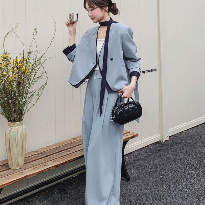 여성 봄 가을 정장 세트 여성용 봄가을 오버사이즈 두 조각 세트 수트 세트복 세련된 스타일 LT