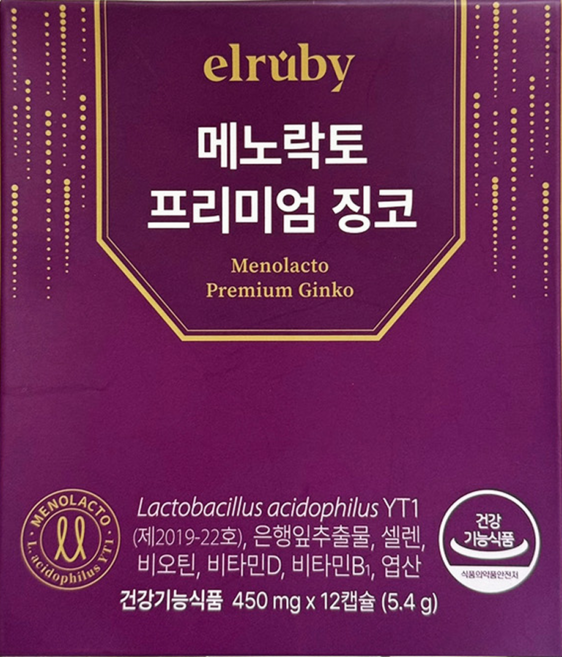 갱년기유산균 메노락토 프리미엄 징코 유산균추천, 12회분, 1개