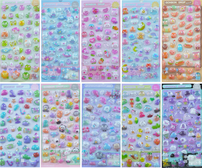 피코라운지 입체스티커 10종 세트 3D 다꾸 데코 스티커, 1세트