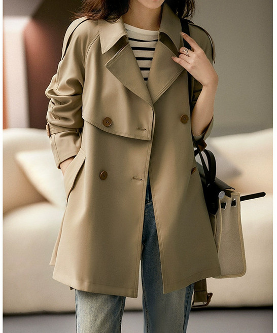 【韓版高級感】短款風衣 女式風衣 女士外套 春秋外套 韓版外套 春季新款 薄款設計 小個子顯高 通勤休閒百搭