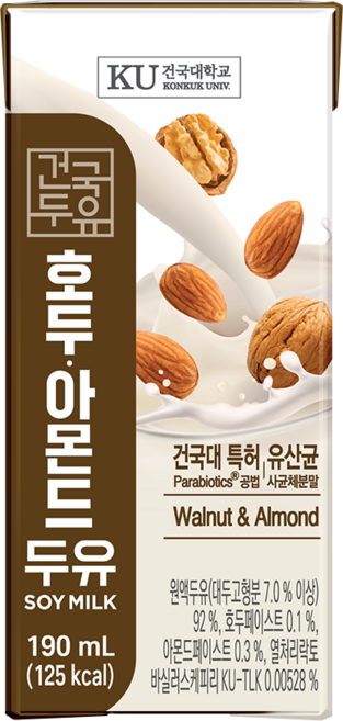 [건국우유] 호두아몬드 두유 24팩, 190ml, 24개