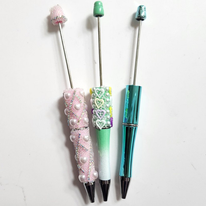 진주 하트 비즈볼펜 3종 믹스 세트 DIY 꾸미기 베이스, 3개, 러블리핑크