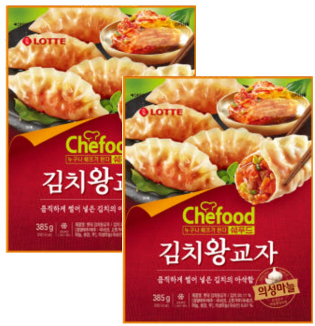 롯데 쉐푸드 김치왕교자, 2개, 385g