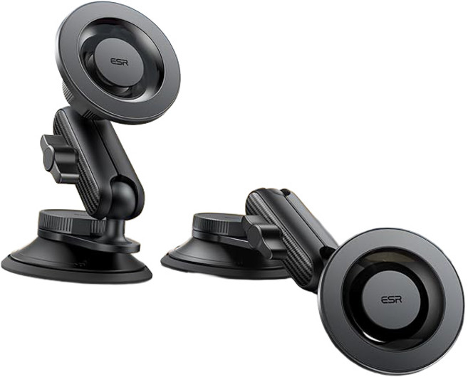 이에스알 할로락 맥세이프 미니 차량용 360도 회전 거치대 대쉬보드형, 카본블랙, 1개