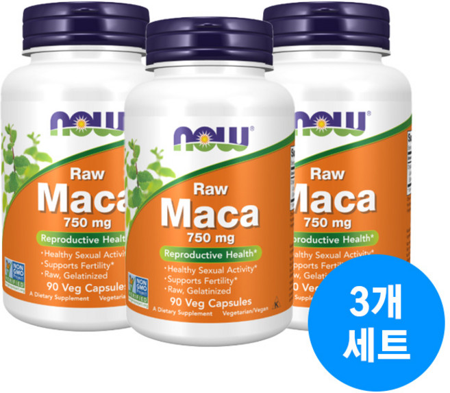 나우푸드 3개세트 로우 마카 750mg 90정 Raw Maca 90 Veg Capsules, 3개