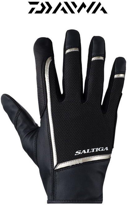 다이와 낚시장갑 DG-7323 솔티가 파워 글러브 노컷 장갑, 블랙 L, 블랙 L, 1개