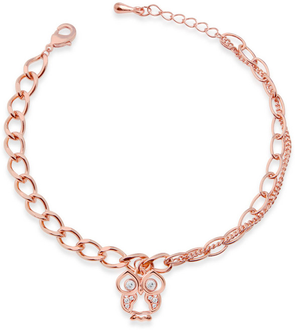 미니아트 로즈골드 부엉이 팔찌 화이트 큐빅 아울